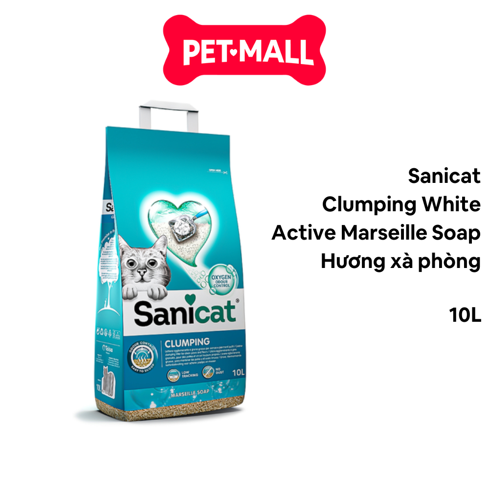 Sanicat Clumping White Active Marseille Soap Bentonite Cat Litter 10L ...