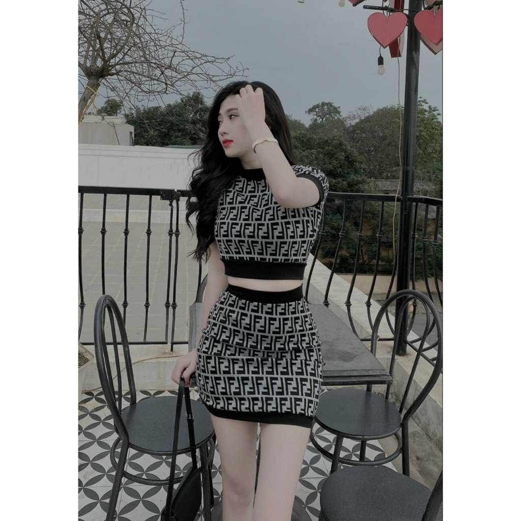Lovely 3D Printed Short Sleeved Female Skirt Set With body Hugging Skirt With A croptop Shopee Malaysia