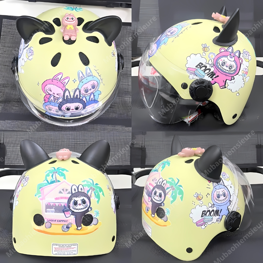 Cute Labubu Capybara helmet for children, high quality ABS plastic