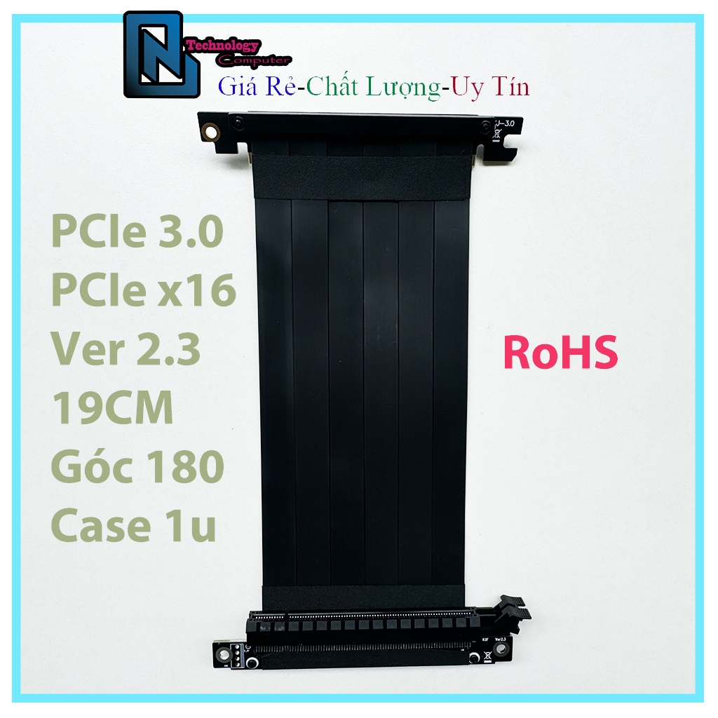 Pcie 3.0 x16 Riser Cable 180 Degree Angle Joint For VGA Case 1U Length ...