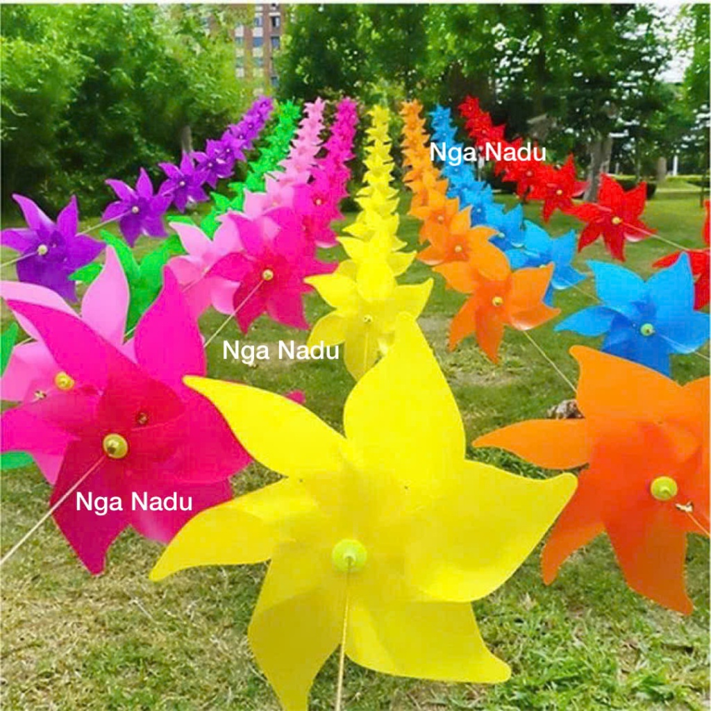 [THICK TYPE - 23cm] 6-petal flower pinwheel hanging on string to ...