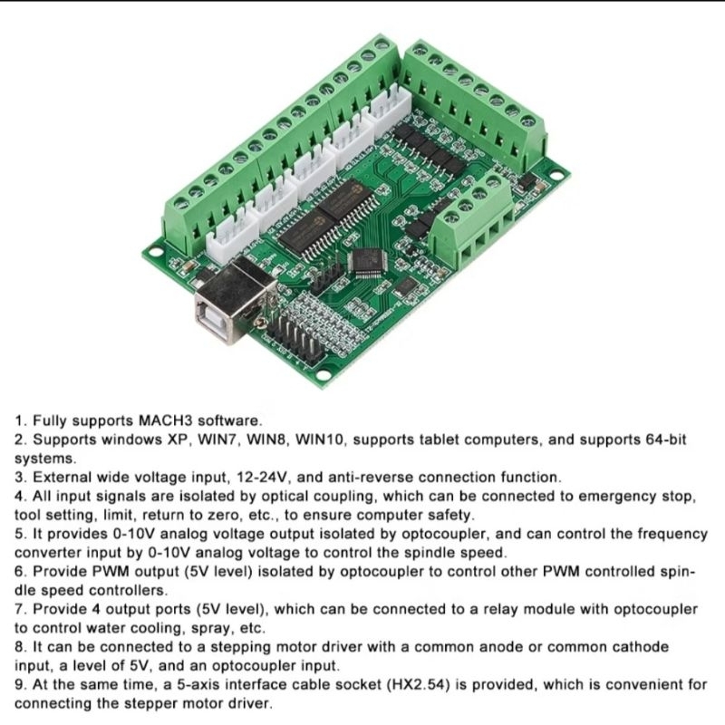 Convenient 5-axis PCBFUN MACH3 V2.1 stepper motor control circuit board ...