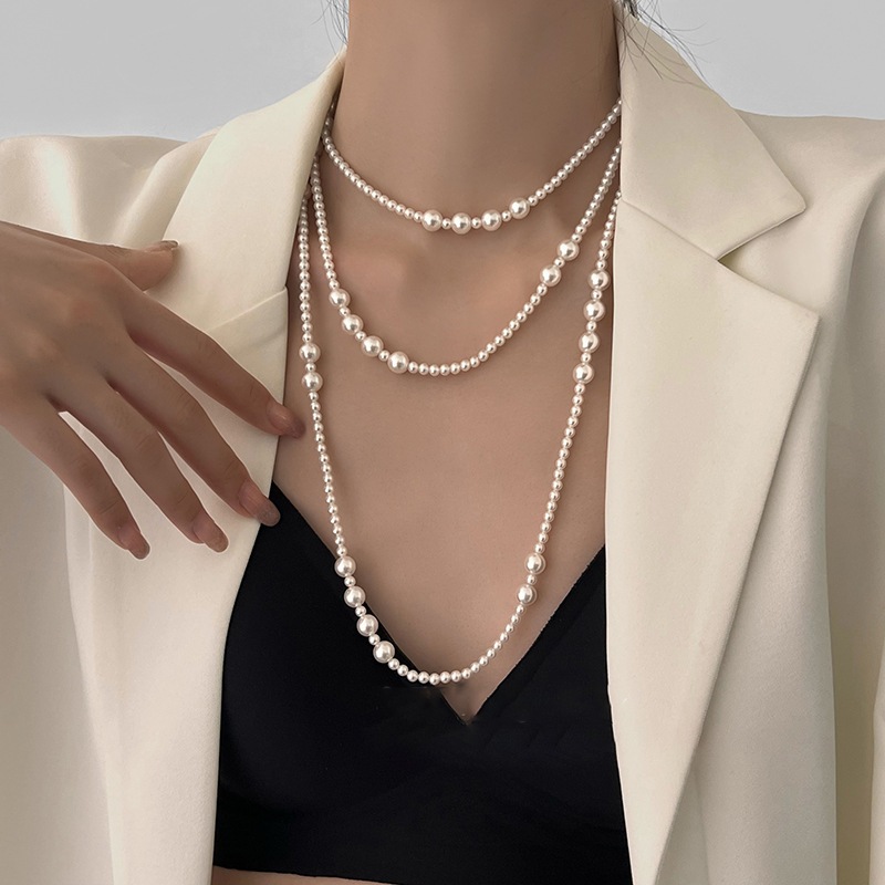 Multi-layered Pearl Sexy Short Necklace Necklace Necklace