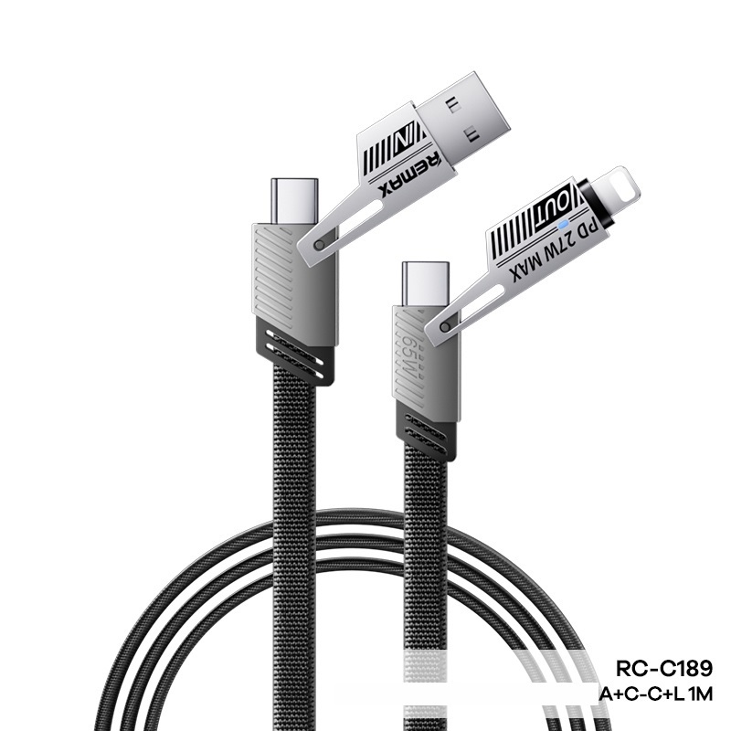 Remax RC-C189 TypeC to TypeC 65W / TypeC to LN 27W / USB-A to TypeC 30W ...