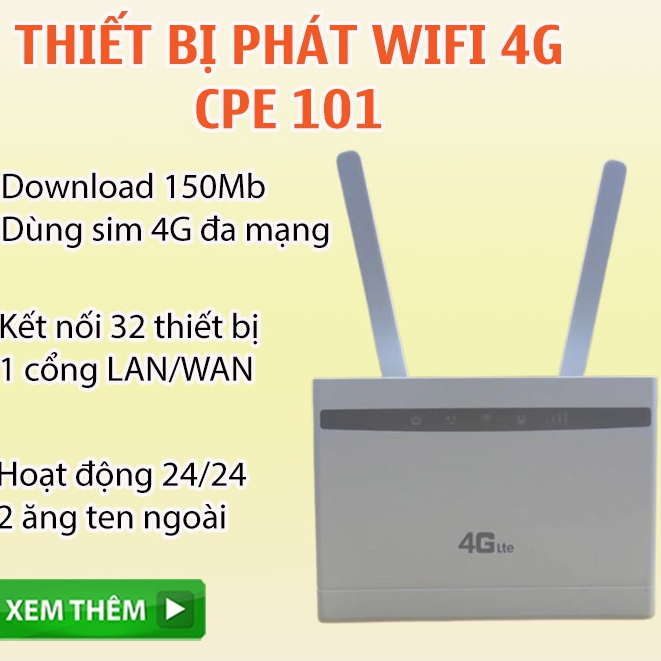 Wifi Router from Sim 3G 4G LTE CPE 101 - 3 Lan Ports, Access Up to 32 ...