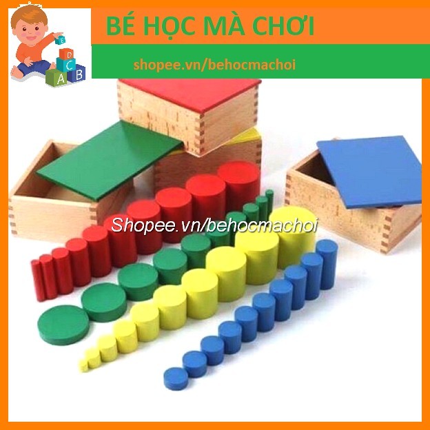 Montessori teaching materials - Set of 4 cylindrical boxes without ...