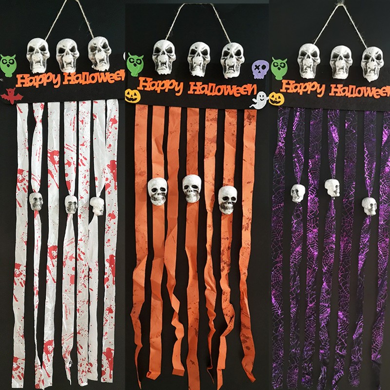 Wall-mounted skull ghost curtain for Halloween decoration of ghost ...