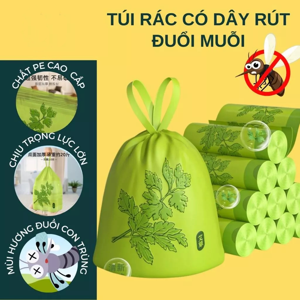 Roll of 50 Convenient Biodegradable Garbage Bags with Mugwort Flavor to ...