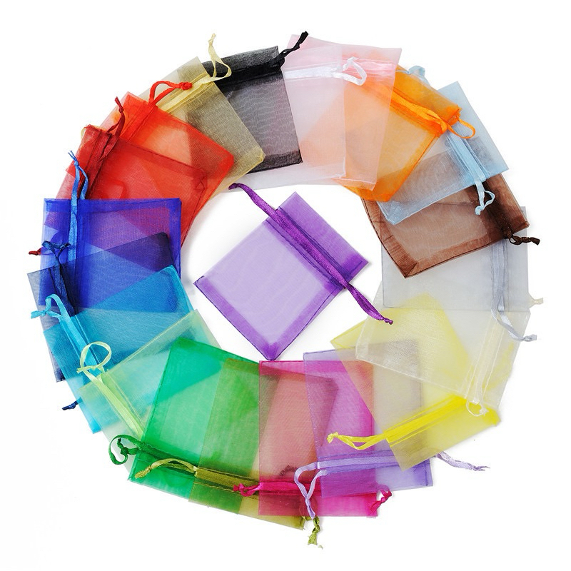 Chiffon drawstring bags in many sizes and different colors (Set of 20 ...