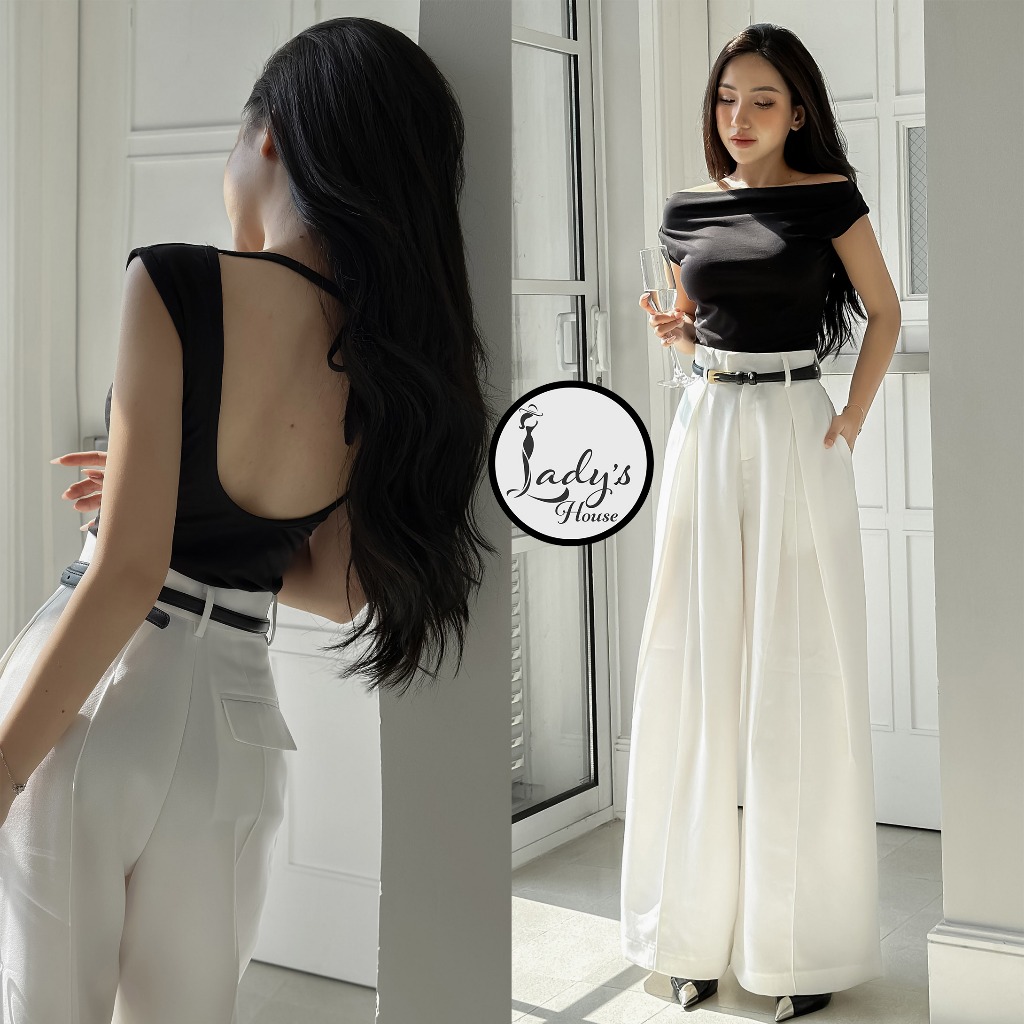 Women's backless shirt made of elastic that hugs the body, shows off ...