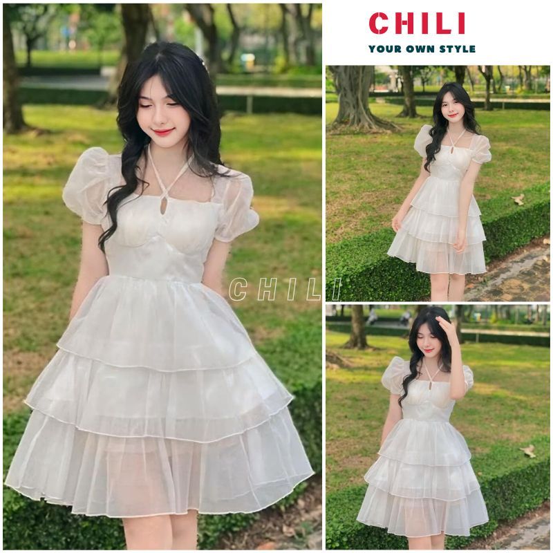 Silk Heart Chiffon Long Sleeve Pleated Babydoll Dress