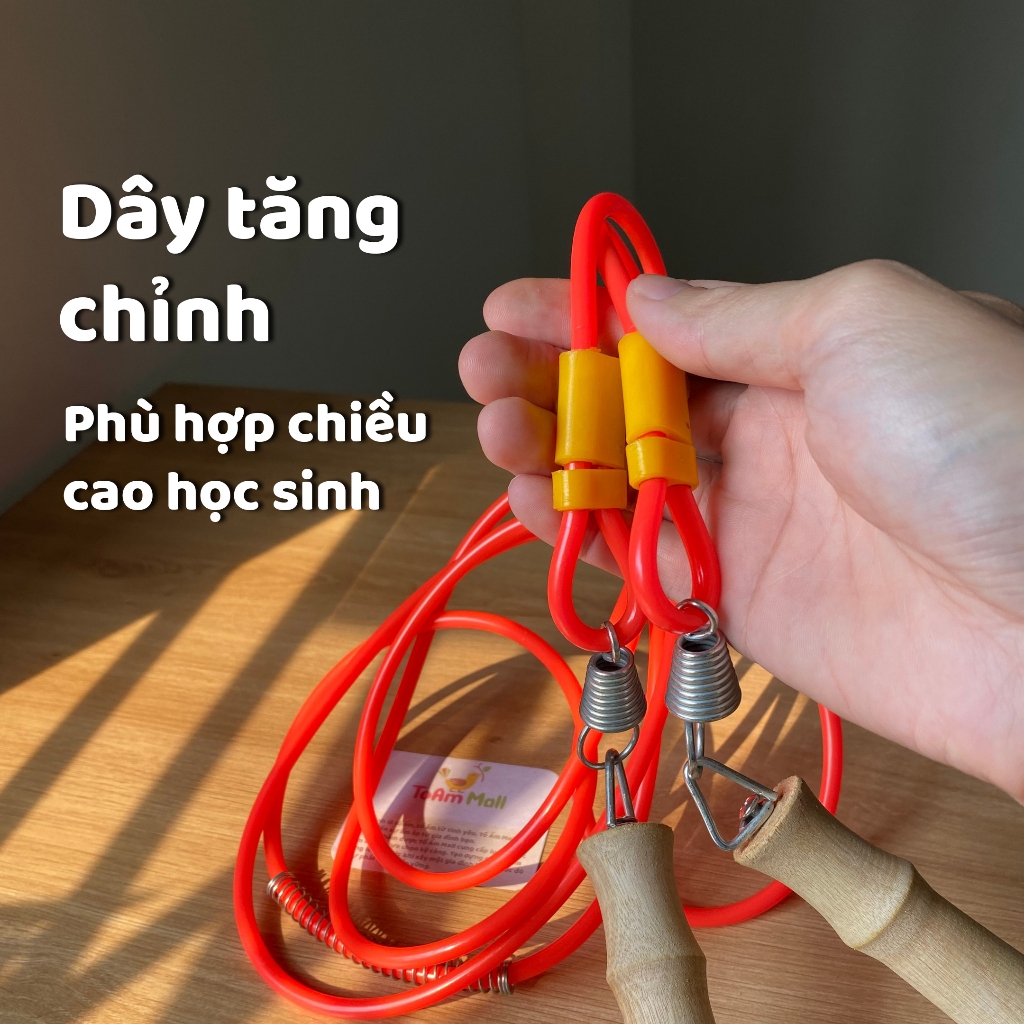 Adjustable student jumping rope, solid plastic with wooden handle for ...