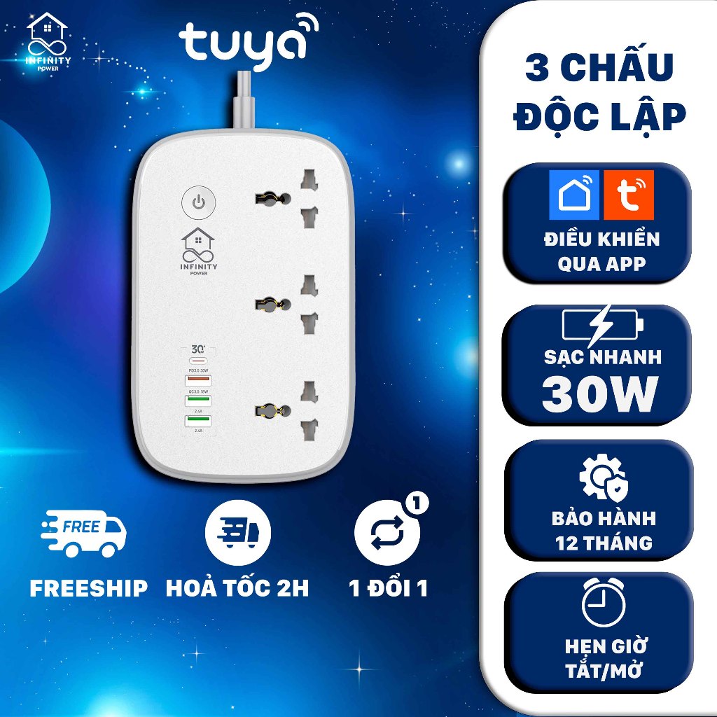 Smart [ WIFI ] Power Socket, 3 Pin + 30W Type C Fast Charging, Timer ...