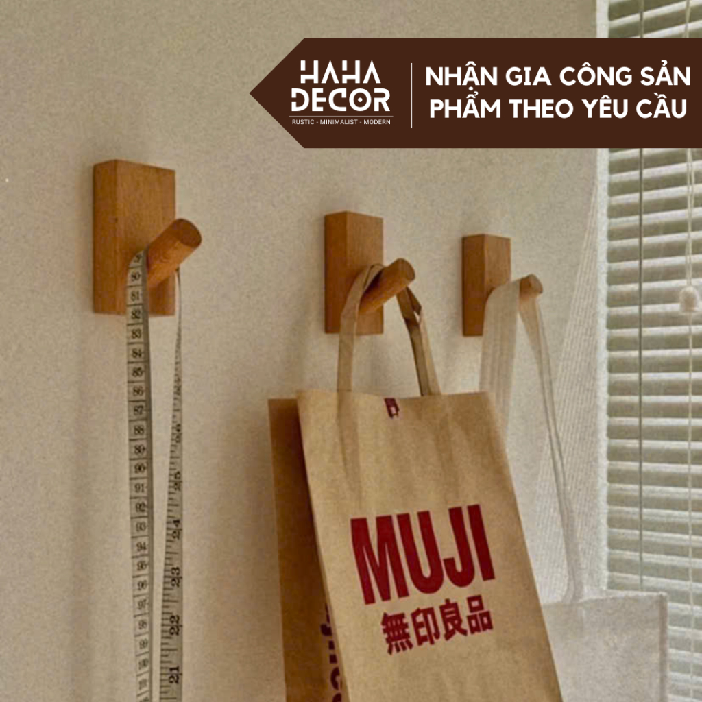 Rectangular wooden hanger, designed in Korean style, fine pine wood ...