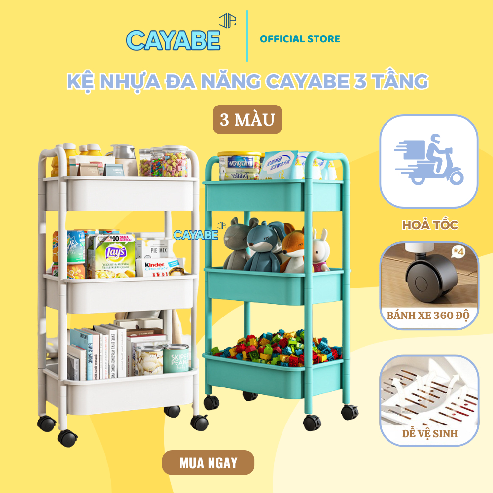 Cayabe 3-tier plastic shelf - Kitchen shelf - Plastic bathroom shelf, bathroom shelf - Baby ...