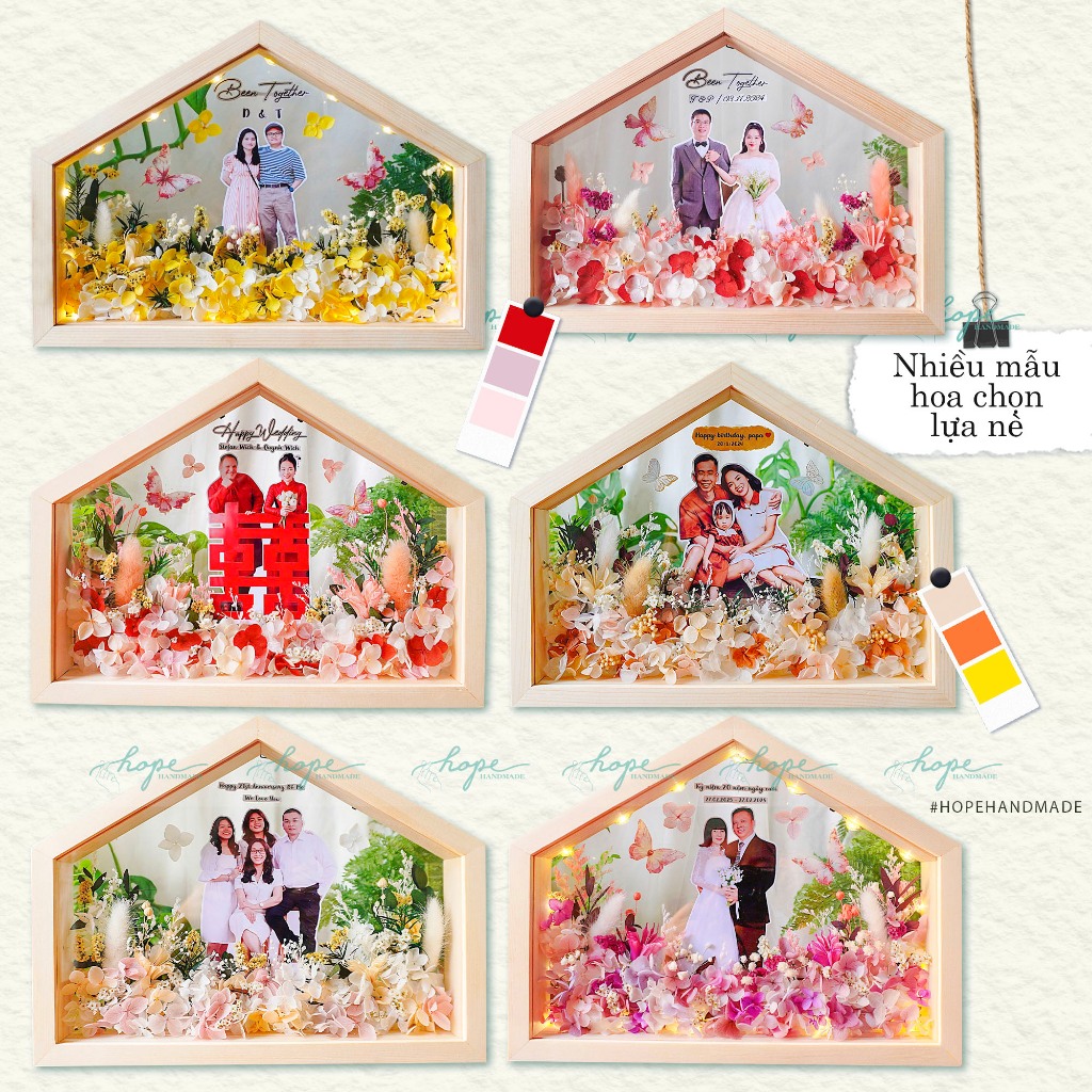 Gift box Set with dried flower photo frame for the house as a wedding ...