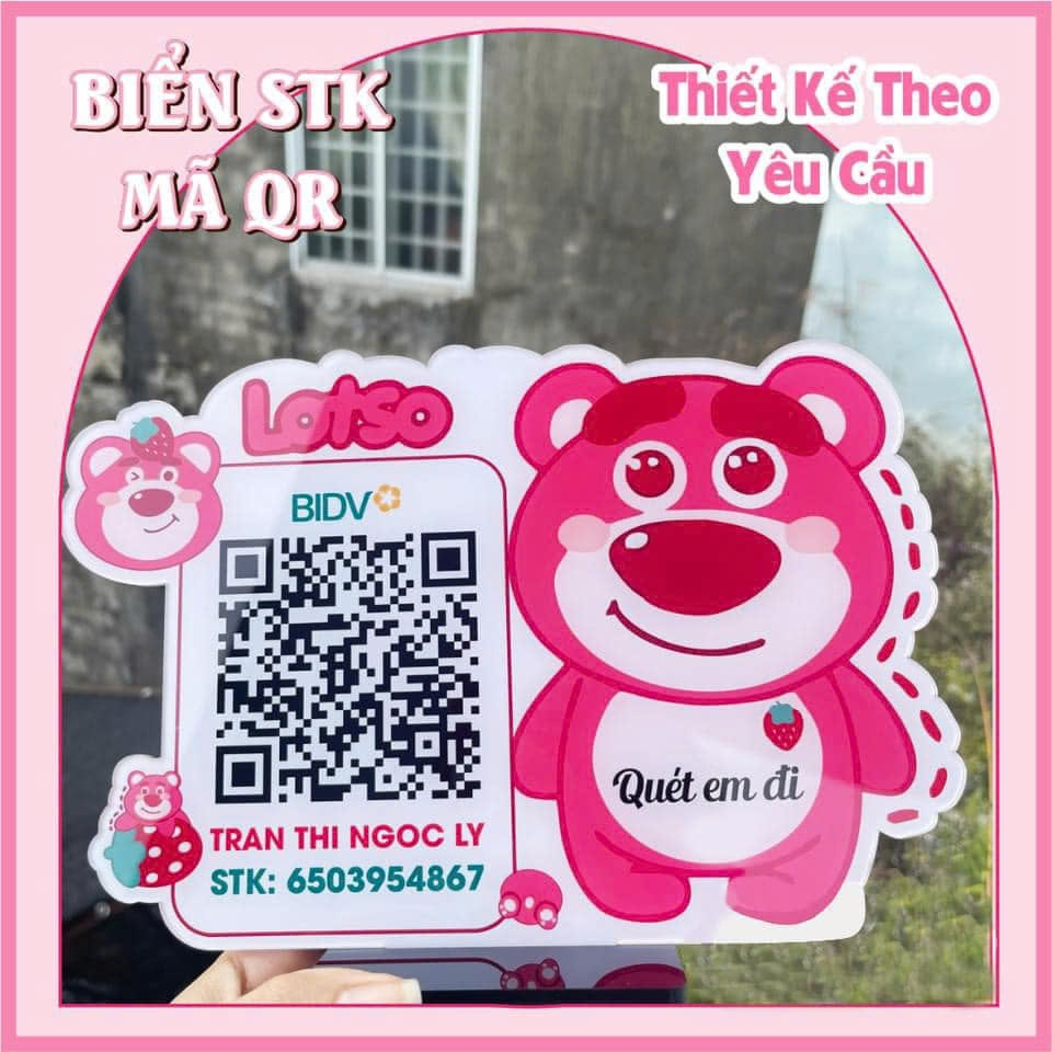 Strawberry bear mica board with qr code printed on lovely base table ...