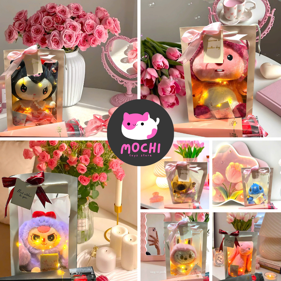 Combo Gift Box, Gift Bag, Card, Lamp, Flower, Ruffled Paper (Teddy Bear ...