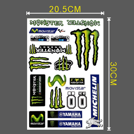 Beautiful monster sticker Set, size 30CM, premium 3-layer decal ...