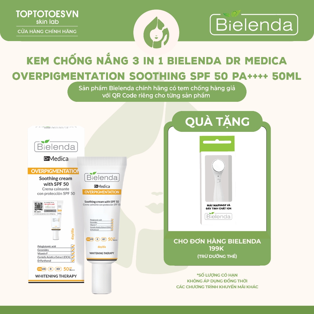 Bielenda Dr Medica Overpigmentation Soothing 3 in 1 Sunscreen SPF 50 PA ...