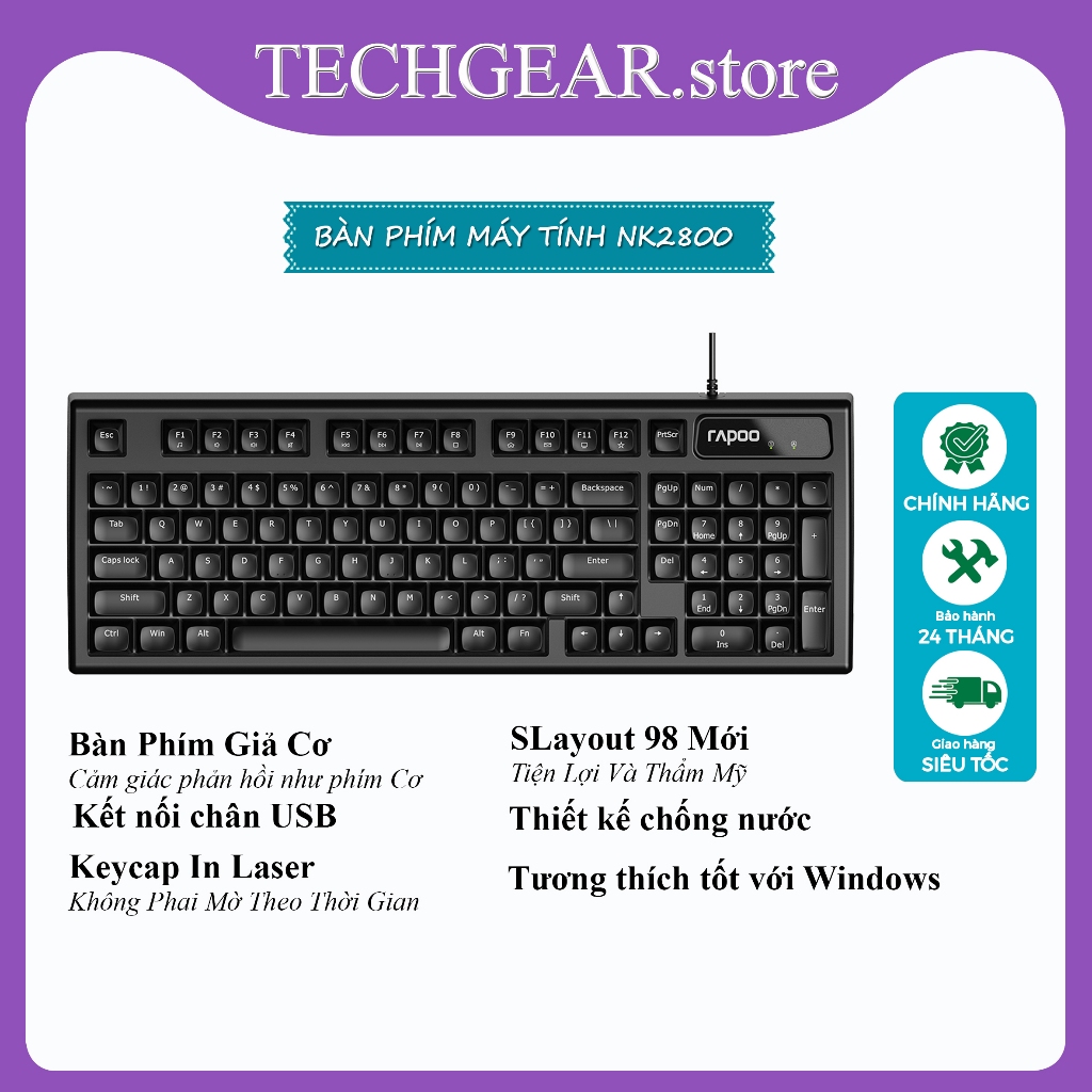 Rapoo NK2800 Super Durable and Waterproof Mechanical Keyboard | Genuine ...