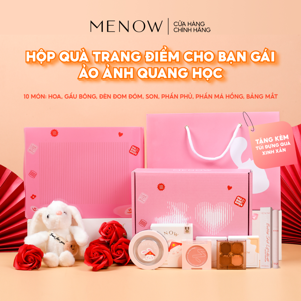 Makeup gift Box for girlfriend with gift bag, teddy bear, wax flower ...