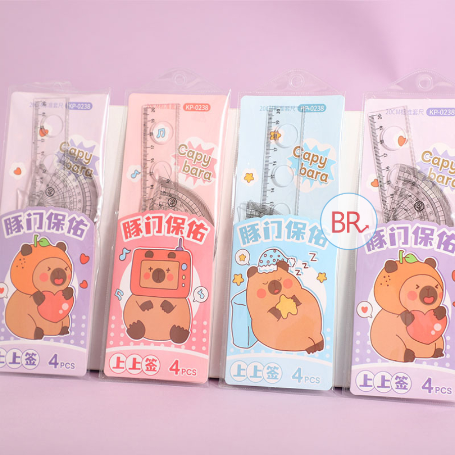 Ruler set of 4 Piece Capybara hottrend - Stationery drawing tools with ...