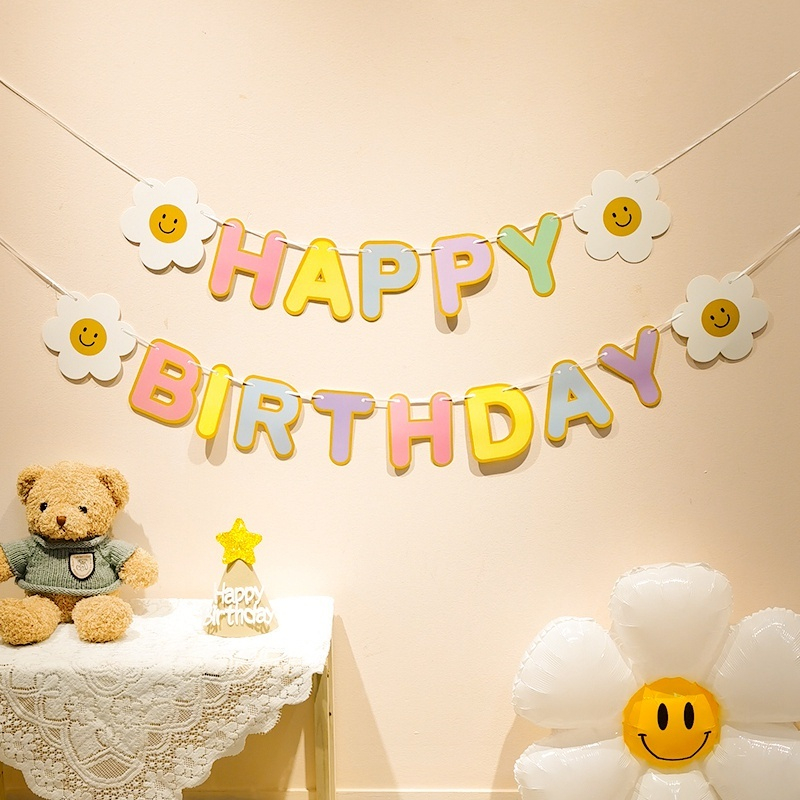 Super cute happy birthday chrysanthemum string for birthday decoration ...