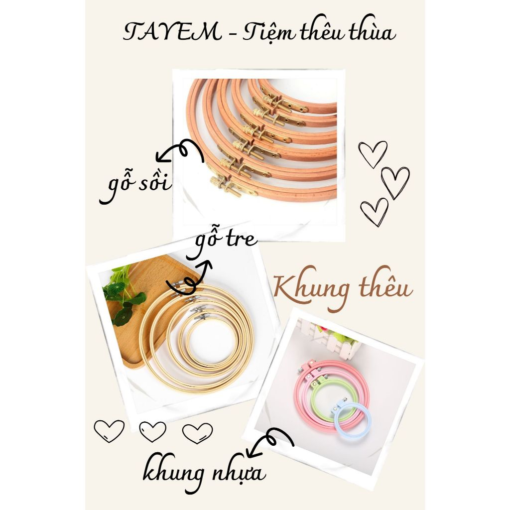 Round Embroidery Frames of All Kinds in Many Sizes, Oak and Bamboo Wood ...