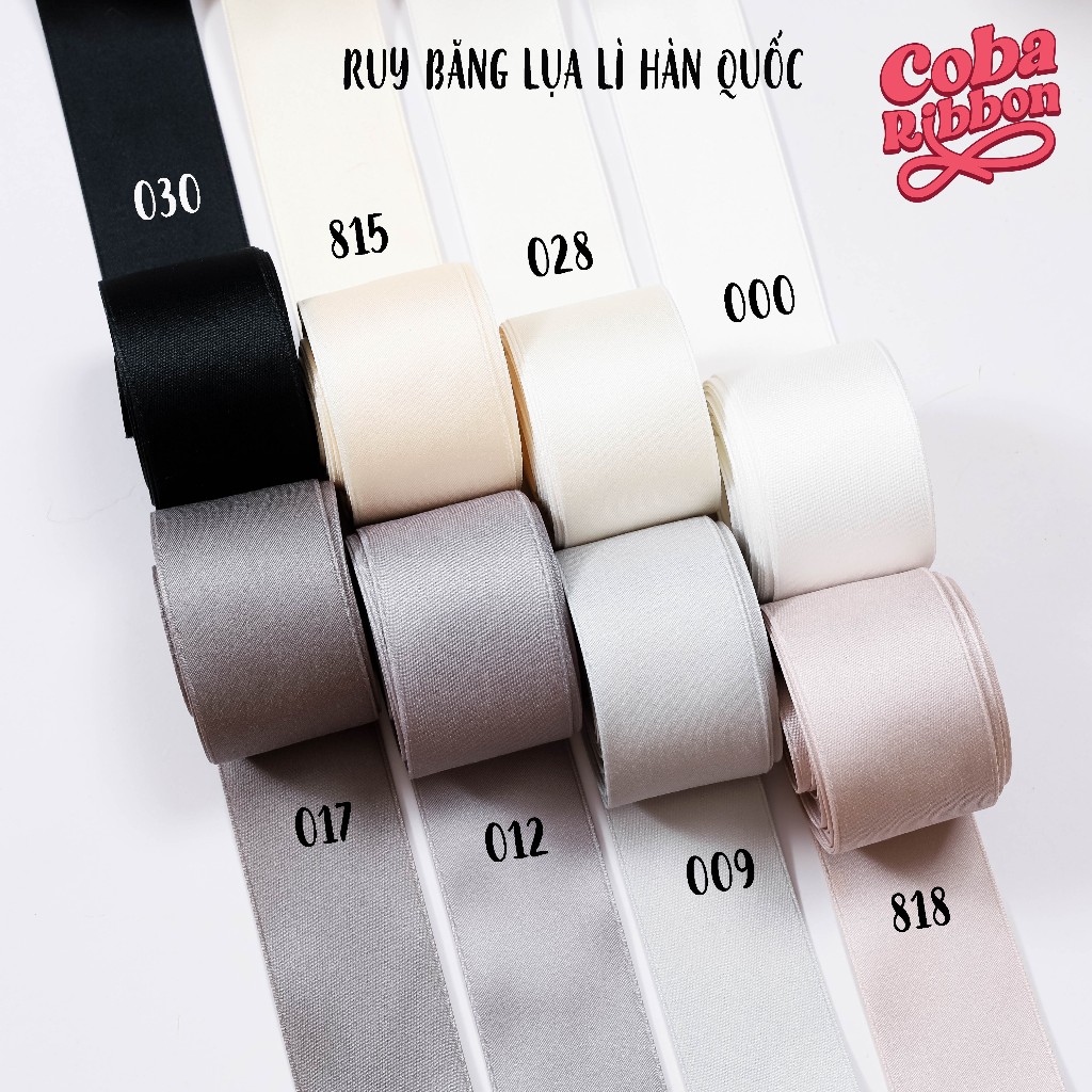 5 meters - Thick double-sided Korean matte silk ribbon (Black and White ...