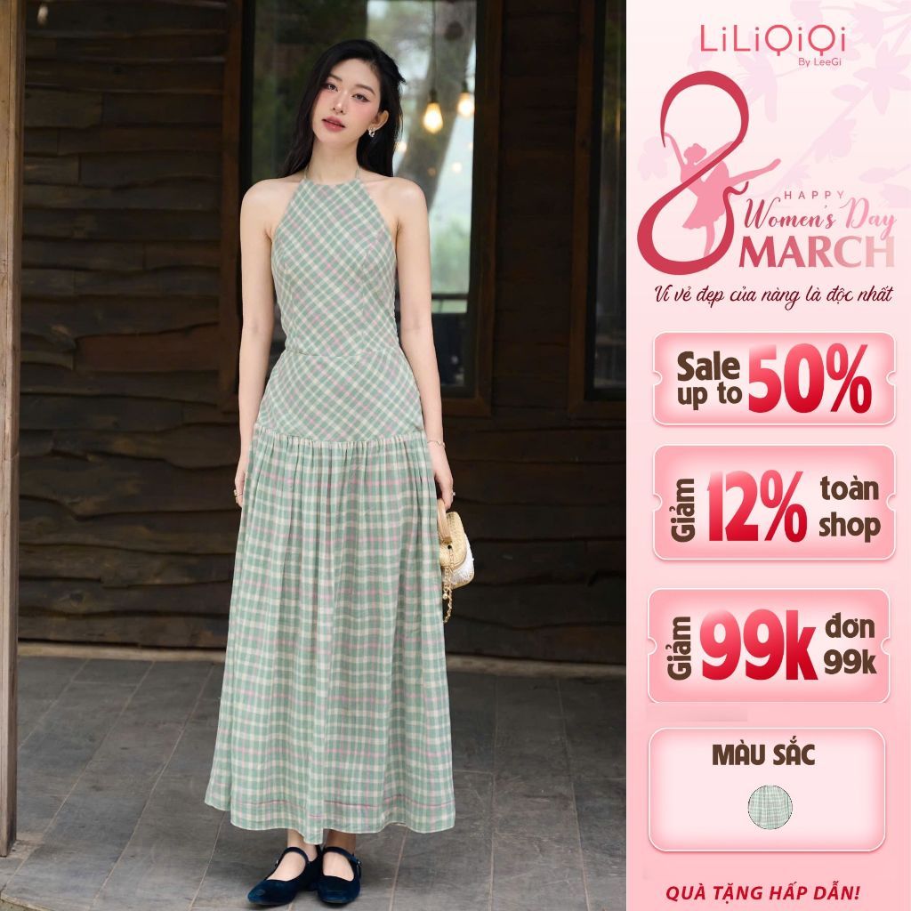 [VHL X LeeGi] LiLiQi By LeeGi Long Flared Plaid Camisole Dress - DD861 ...