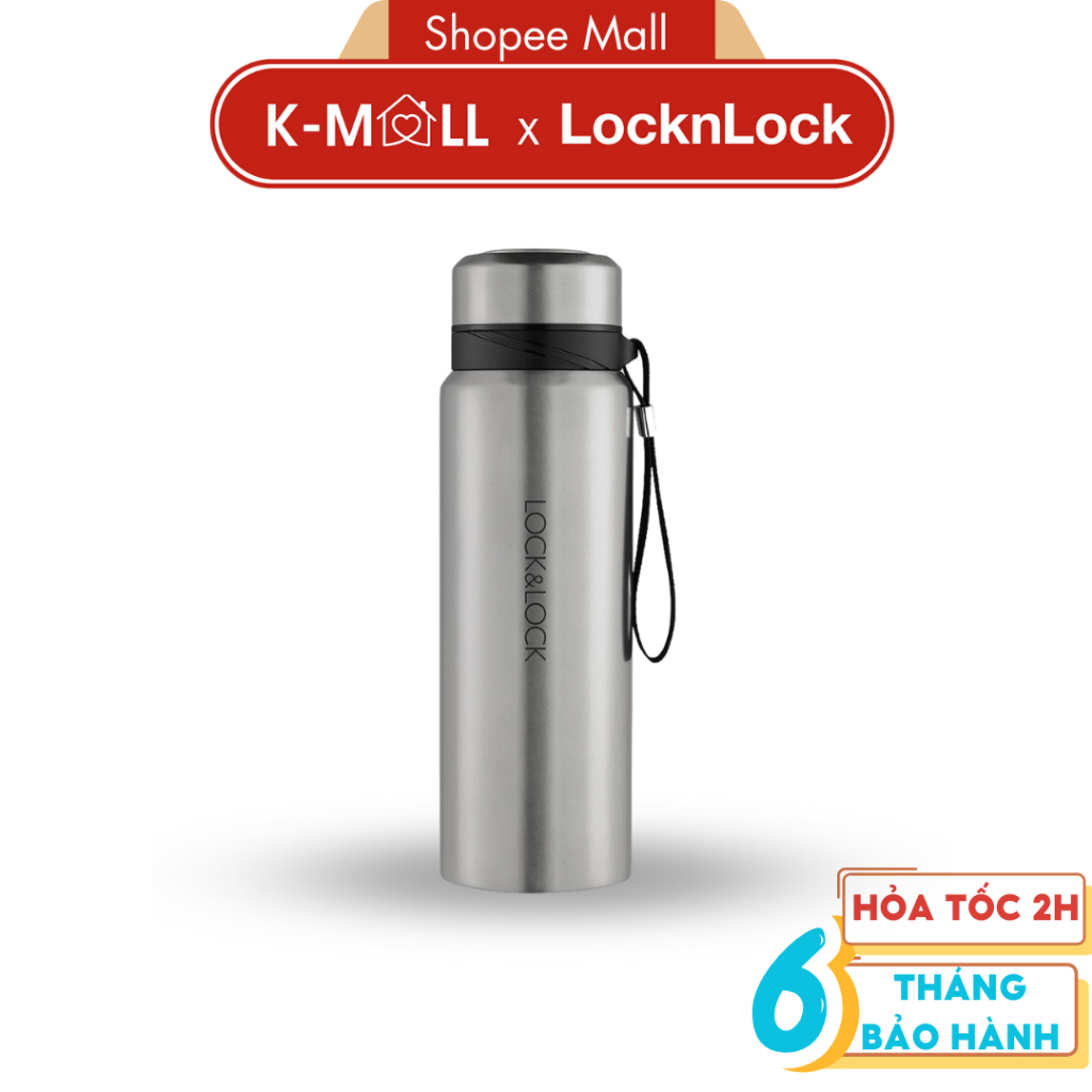 LocknLock thermos Bottle 800ml Vacuum Bottle LHC6180SLV With tea strainer  tray, hanging strap K-MALL