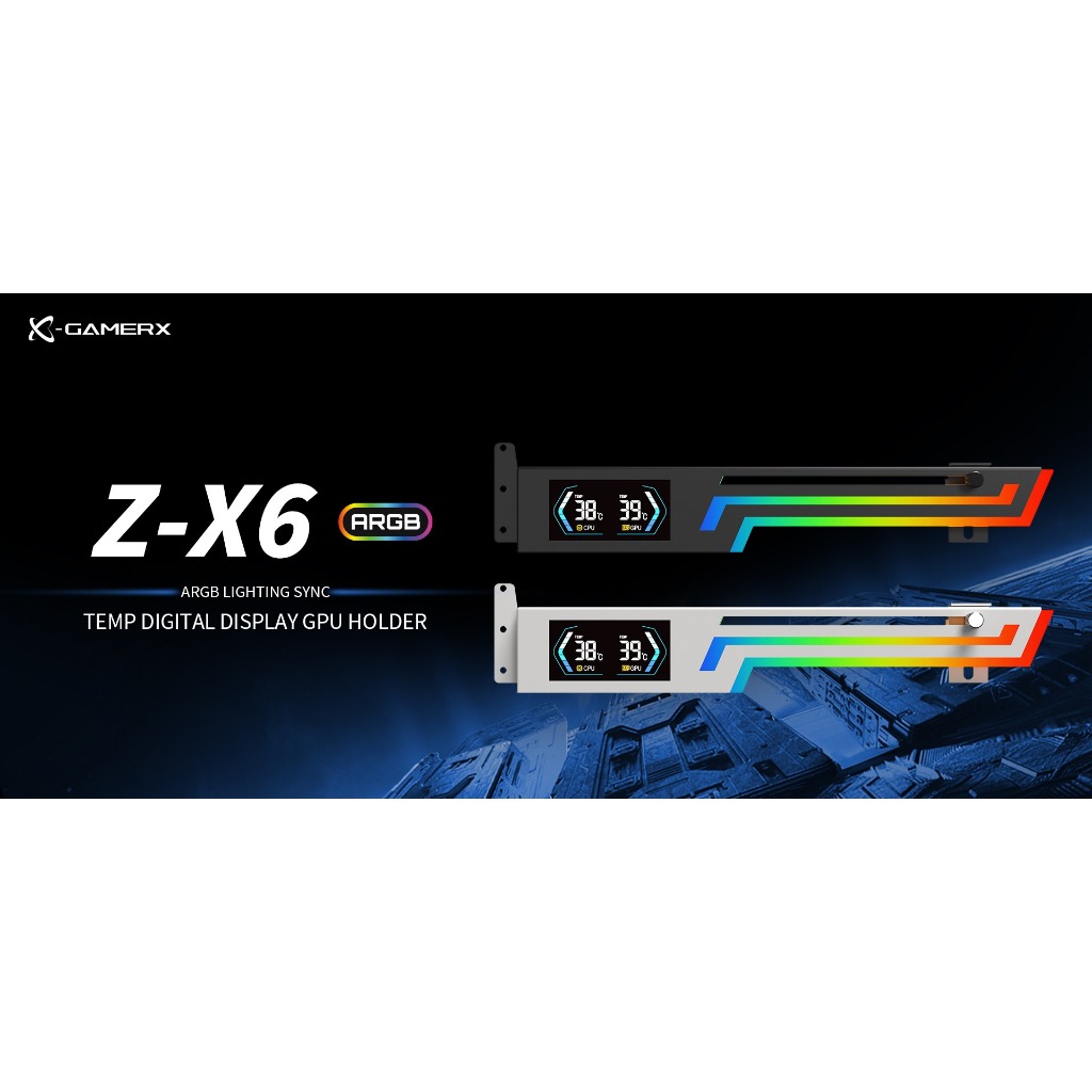 PowerTrain GamerX Z-X6 graphics card holder with temperature display ...