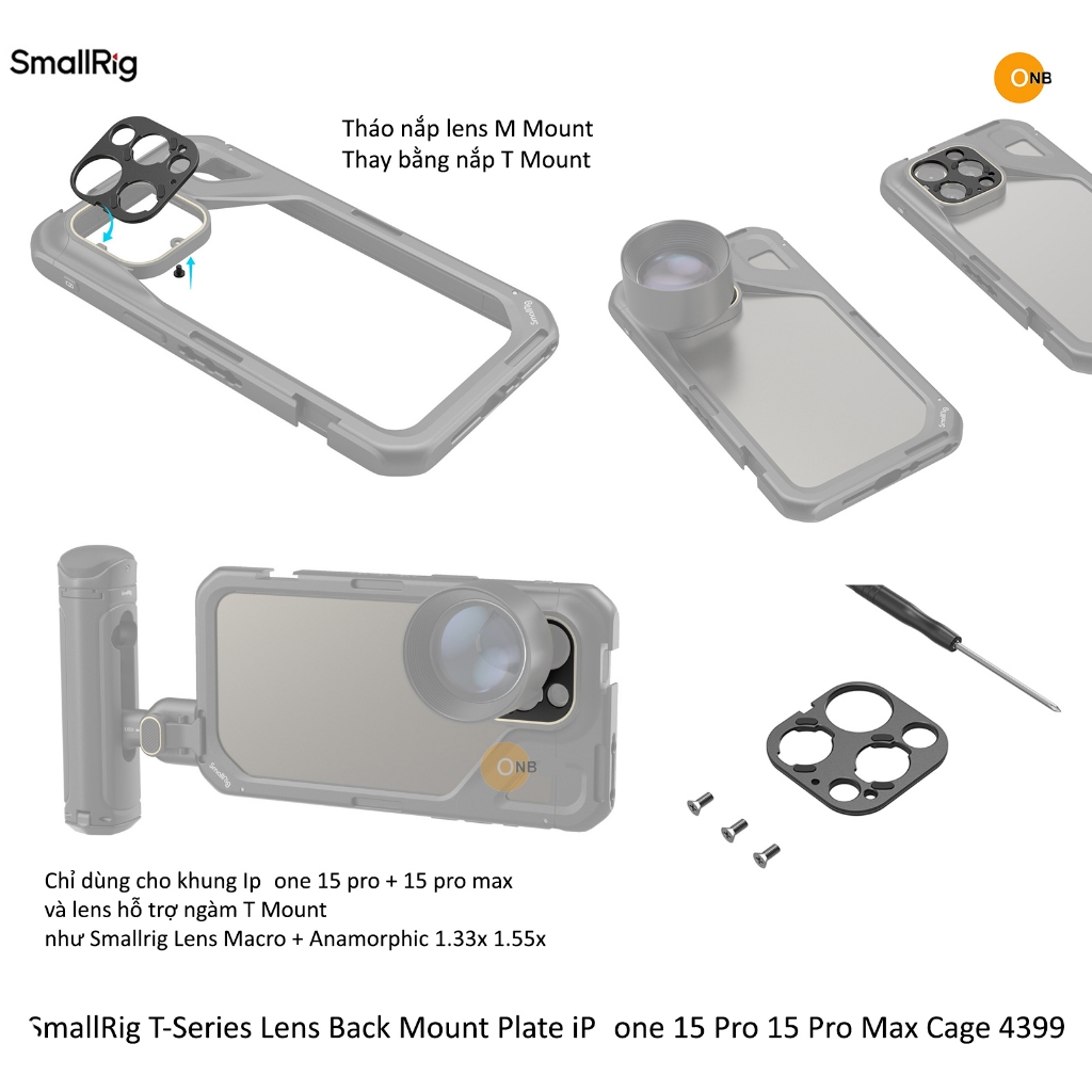 Smallrig T Mount Lens Back Mount Plate i-PPhone 15 Pro 15 Pro Max Cage ...