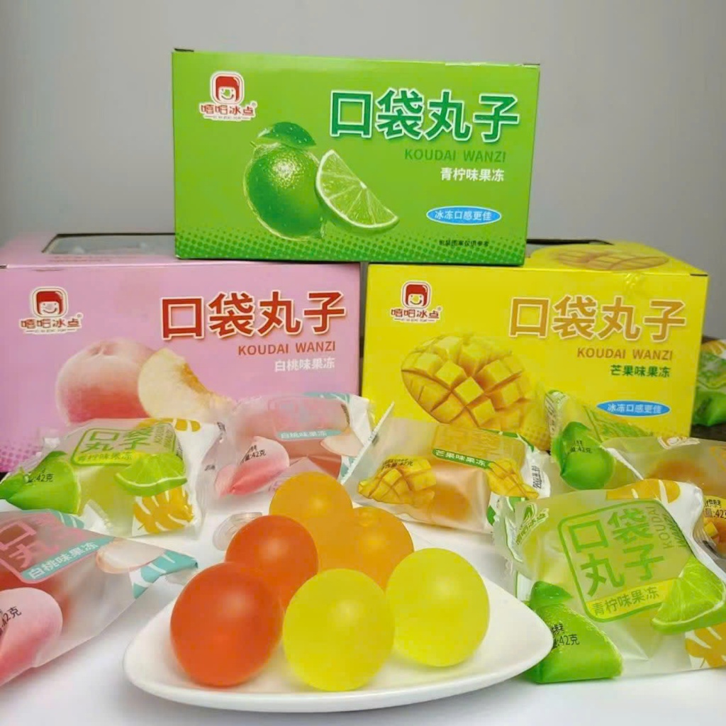[Eating extremely fast] 100g Fruit exploding jelly/lemon-peach-mango ...