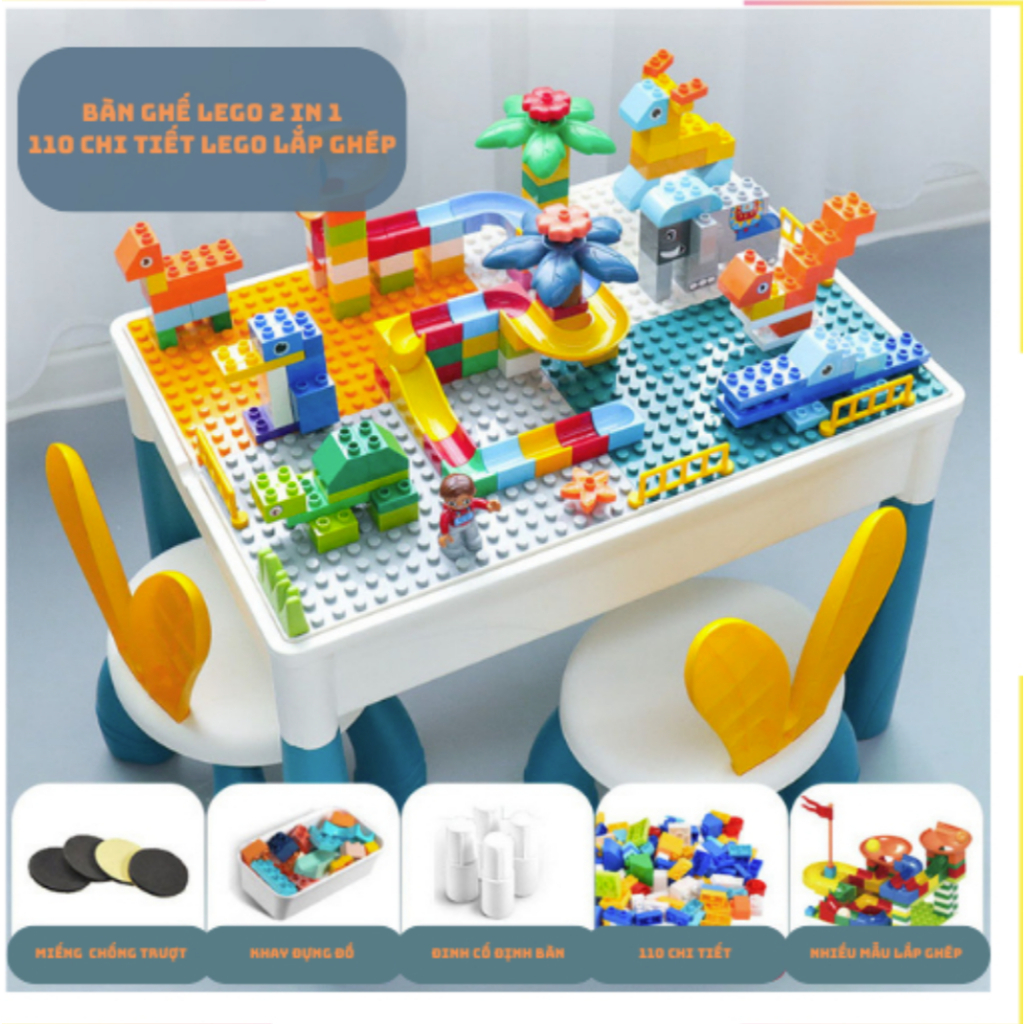 Multi-detailed assembled table toy with storage compartment and chair ...