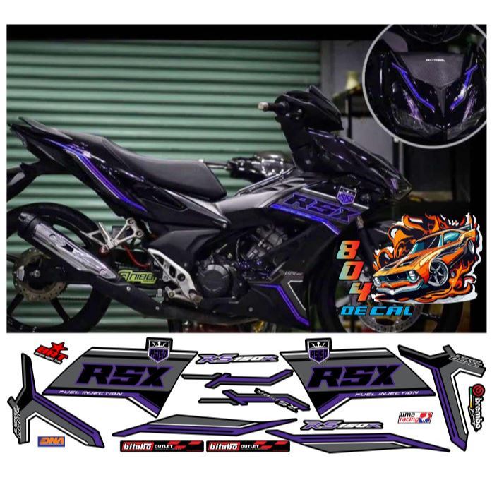 Winner x rsx black and purple stamp model 16 removable decals with 3 ...