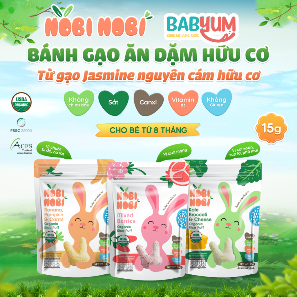 Nobi Nobi Organic Weaning Rice Cake 15G Thailand Rabbit Ear Shape For ...