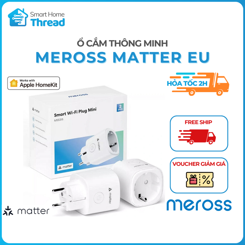 Meross Matter Smart Socket - Remote Control, Matter Compatible ...
