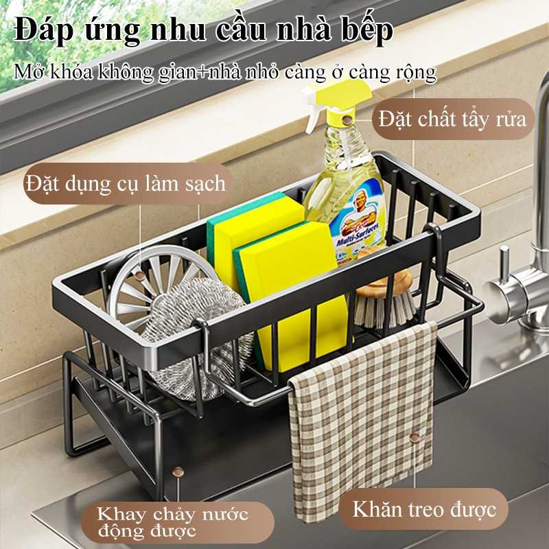 Dishwashing shelf, dishcloth rack on the sink with tilted drip tray ...
