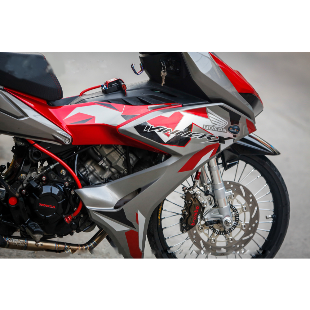 Winner X silver, red, black removable sticker with simple pattern ...