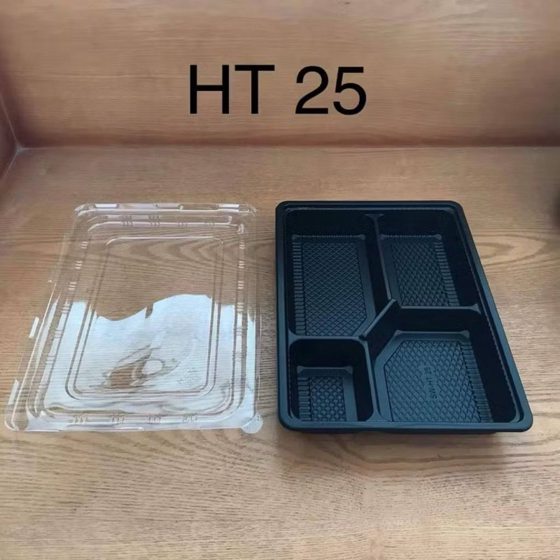 HT25 disposable multi-compartment black base plastic box (with lid ...