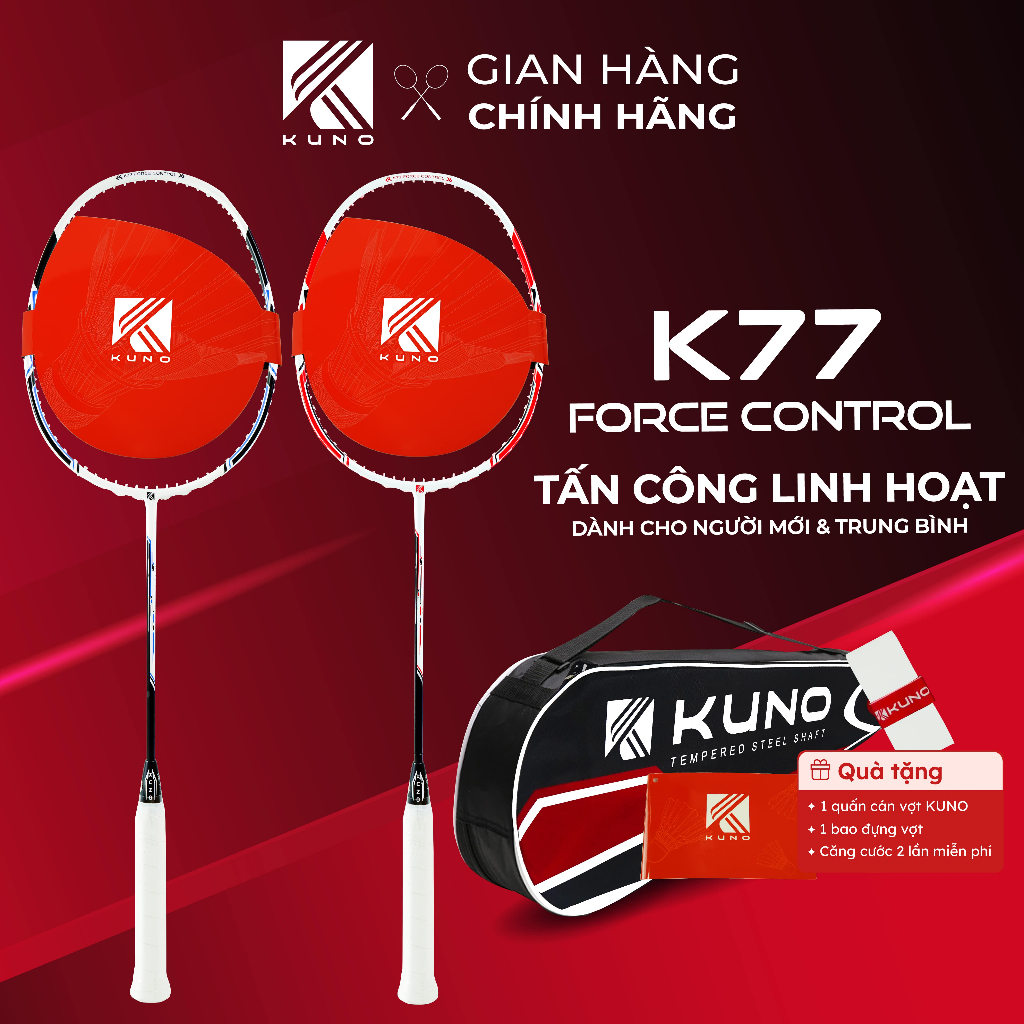 KUNO K77 Full Carbon Badminton Racket - Powerful, Easy to Control, Pre ...