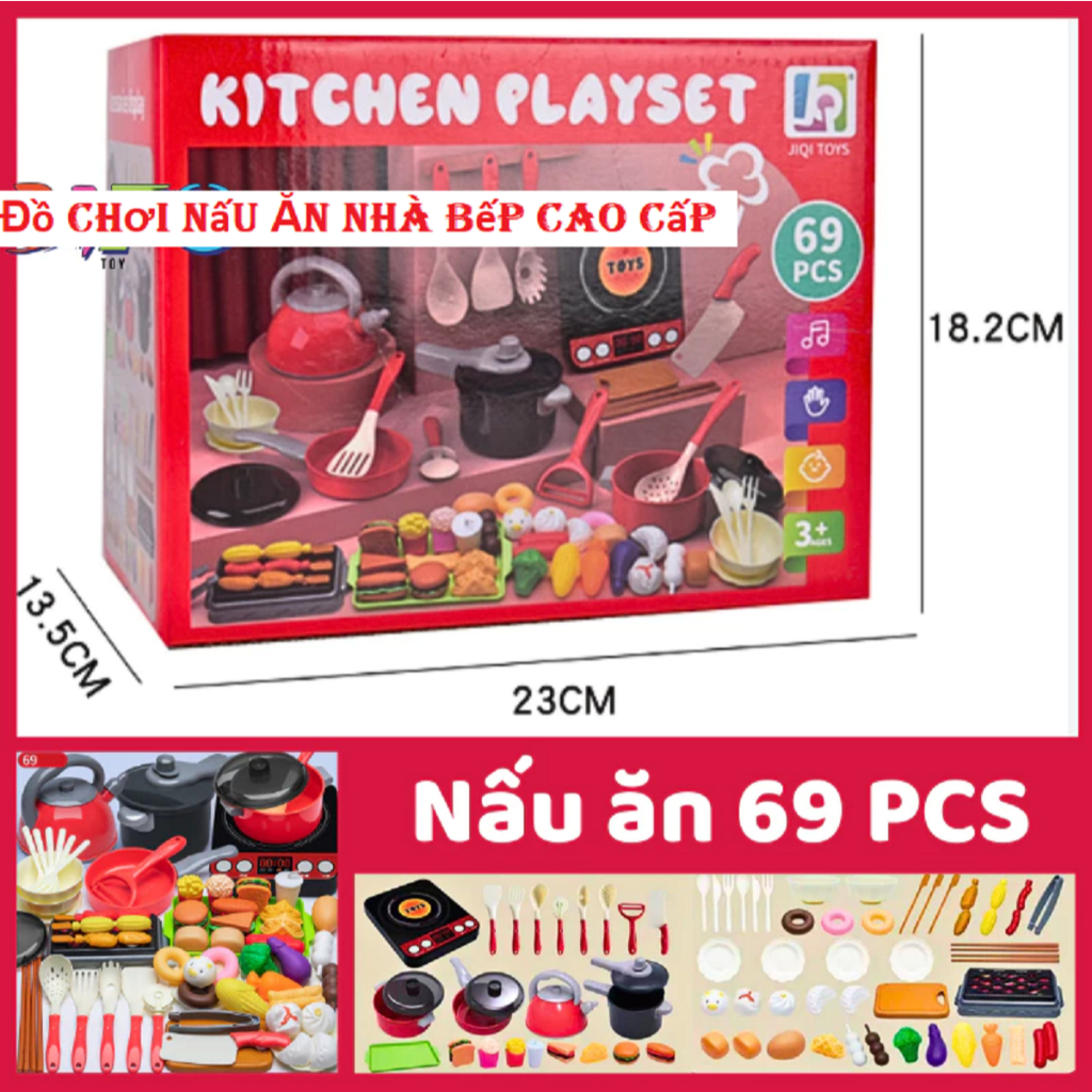 69-piece cooking toy set, with stove and egg steamer, full kitchen ...