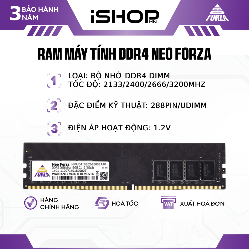 Desktop Ram DDR4 NEO FORZA DDR4 8GB/16GB Bus 3200Mhz | Genuine product ...