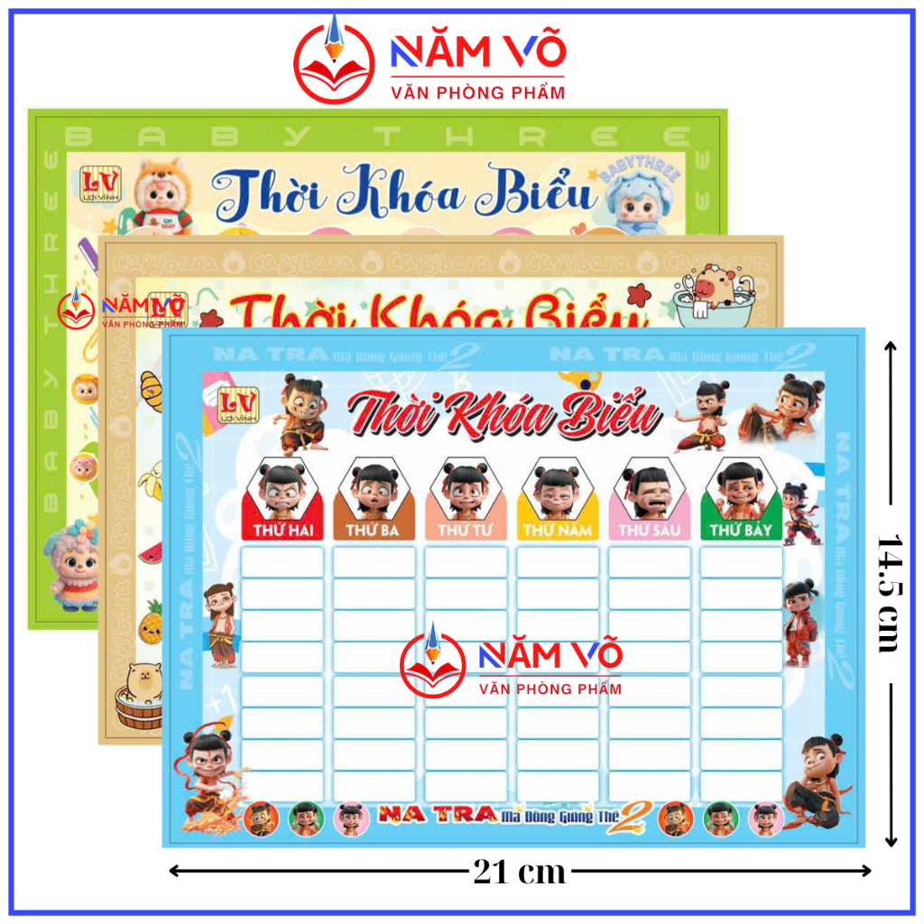 COMBO of 6 Convenient Pre-Adhesive Timetable Decal, A5 Size, Many Cute ...