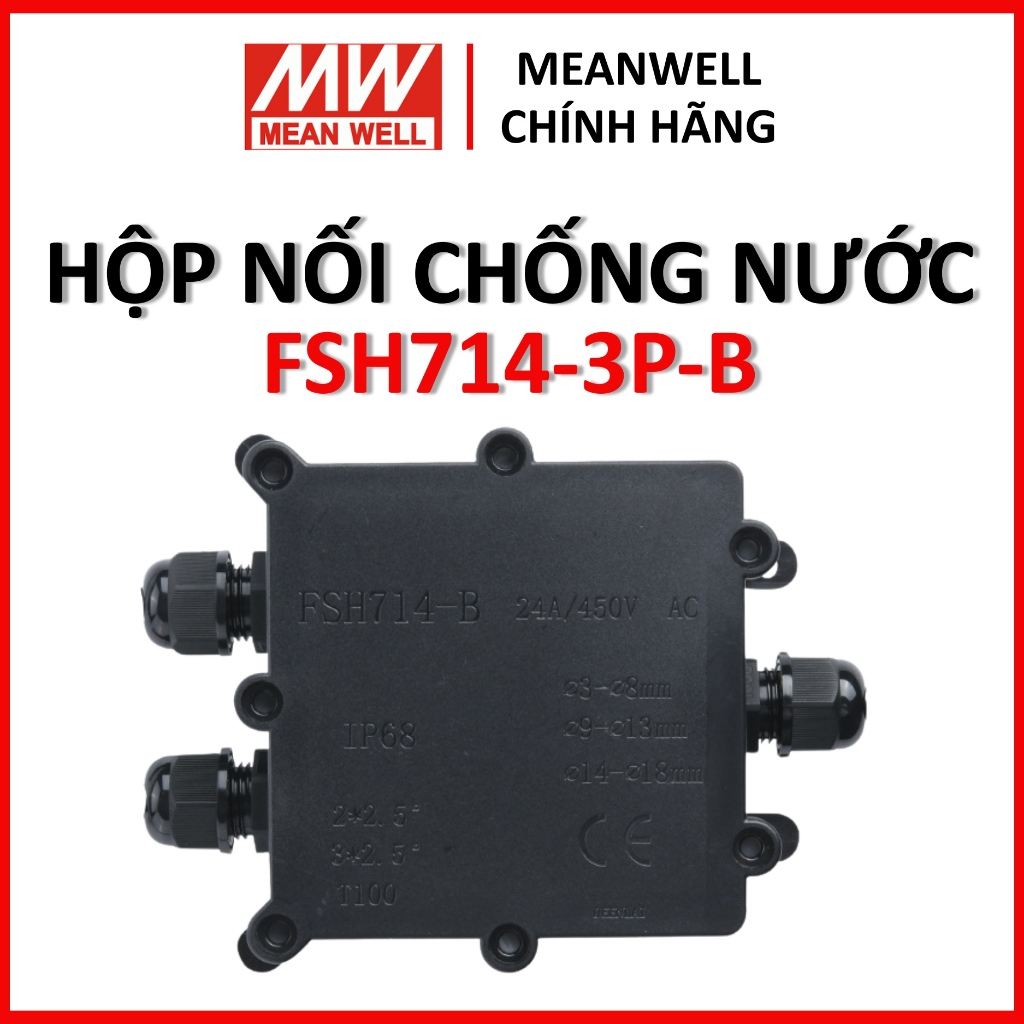 Waterproof junction box, IP68 3-way electrical wiring box, highly