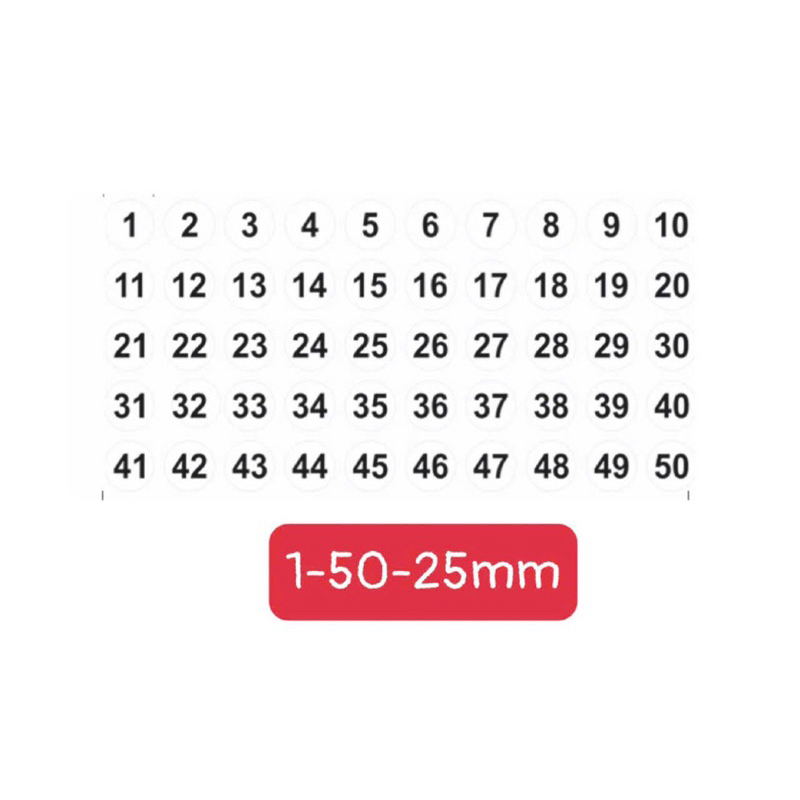 Number stickers as shown in pictures numbers 1-50 -25mm - NUMBER DECAL ...