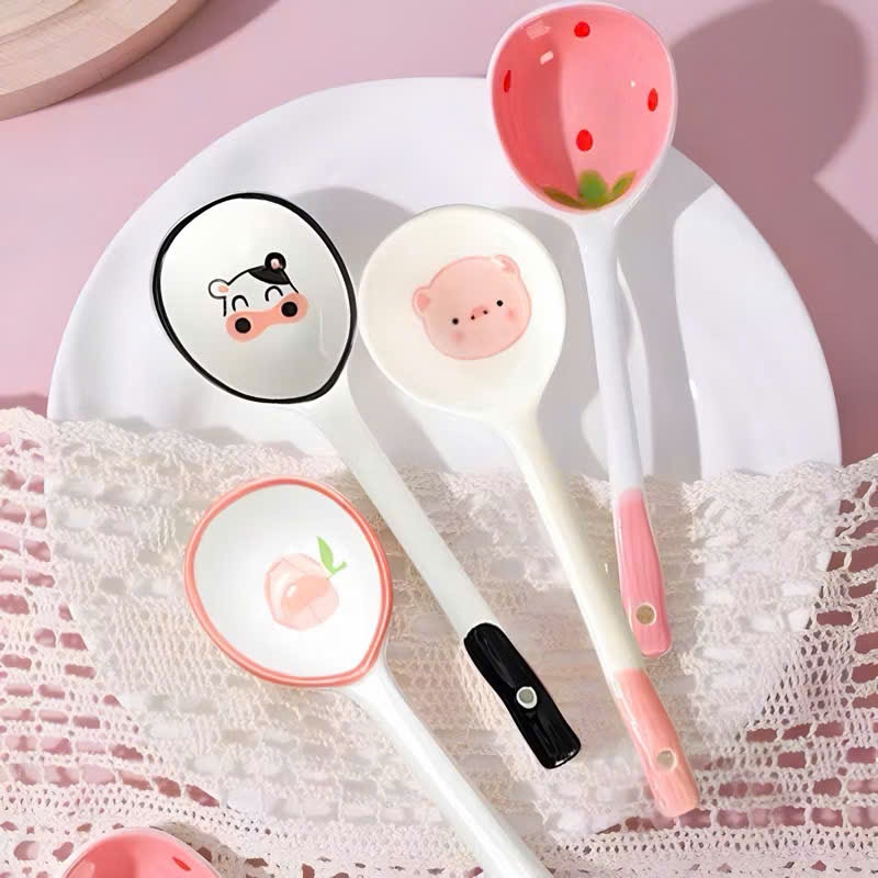 (Random Delivery) Funny Cartoon Ceramic Spoon, Ceramic Spoon, Cute ...