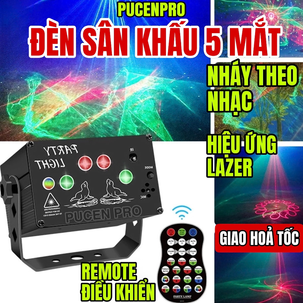 5-eye LED Laser Stage Light, Sound Sensor, Lighting for Theater Room ...